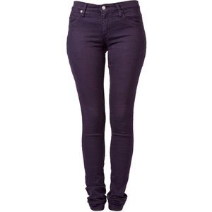 SECOND YOGA JEANS Mid Rise Skinny Grape Jeans